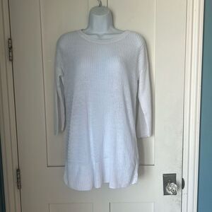 Eileen Fisher Women's 100% Organic Linen White Tunic Crewneck Sweater Size XS